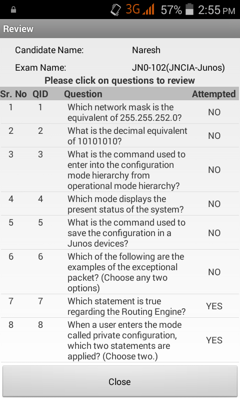 Exam JN0-104 Quizzes