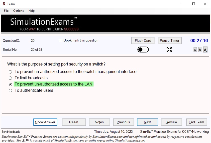 Sim-Ex™ Practice Exams for CCST Networking Download